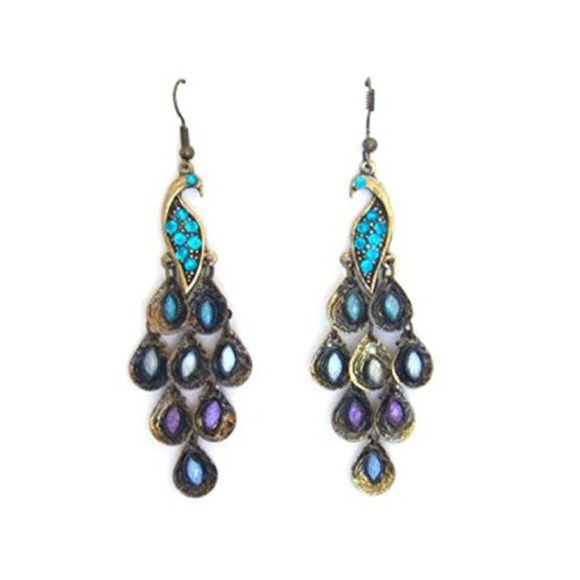 Gleader Jewelry - Vintage Retro Blue the Prancing Peacock Earrings